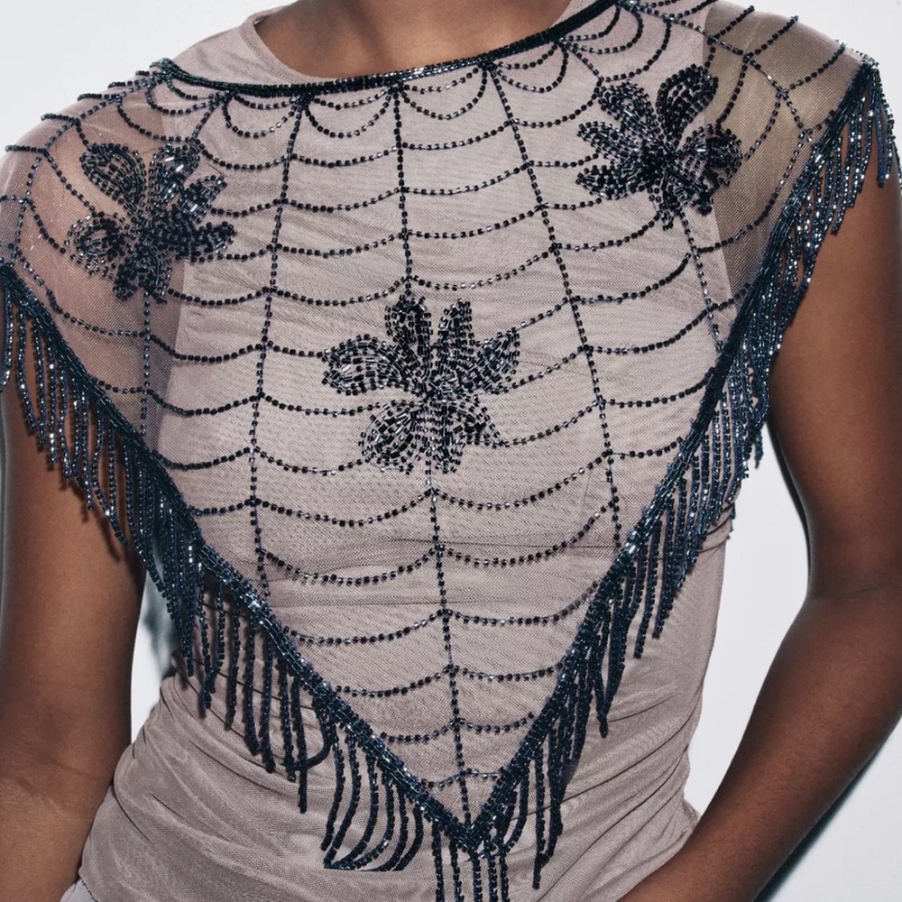 Zara beaded embroidered cape